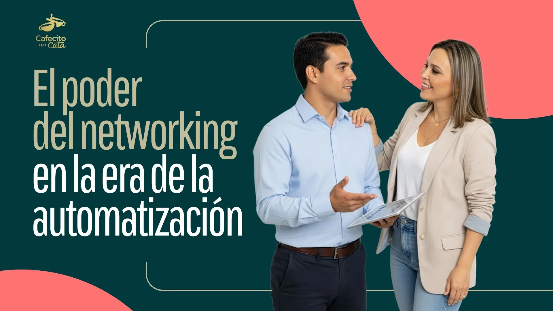 Dos emprendedores conversan con una tableta sobre networking en la era de la automatización