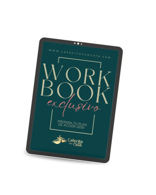Workbook exclusivo de Cafecito con Cata en una tableta